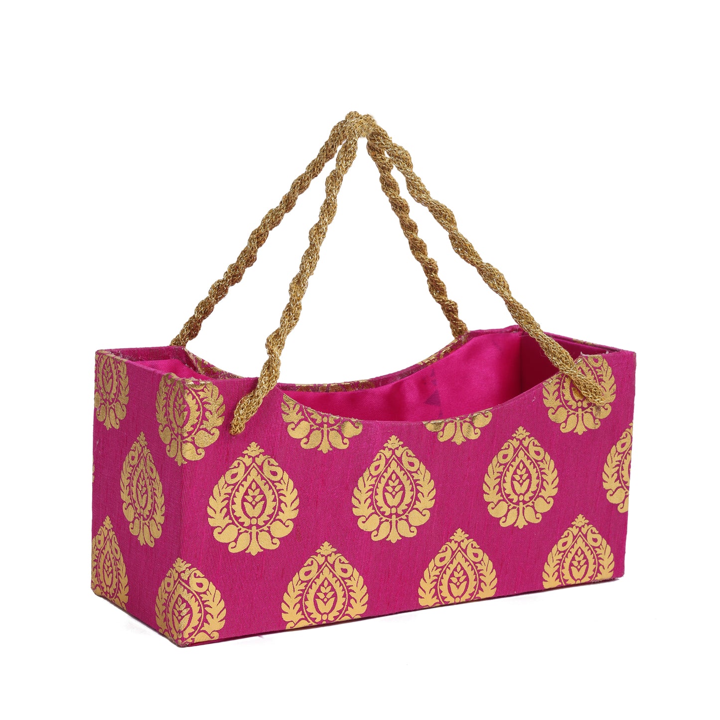 Handle Basket Rani Pink – Decorative Gift Basket with Handle | Grownex Packaging | Basket & Tray