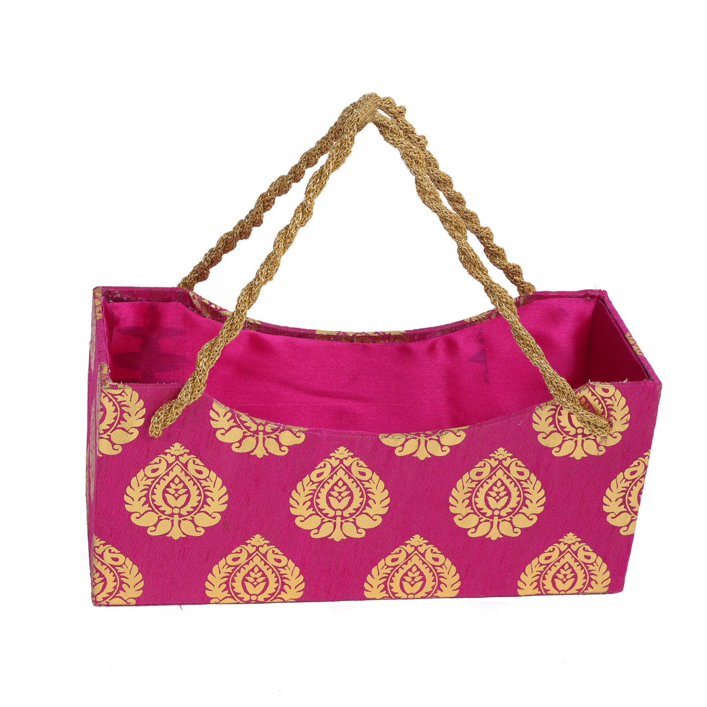 Handle Basket Rani Pink – Decorative Gift Basket with Handle | Grownex Packaging | Basket & Tray