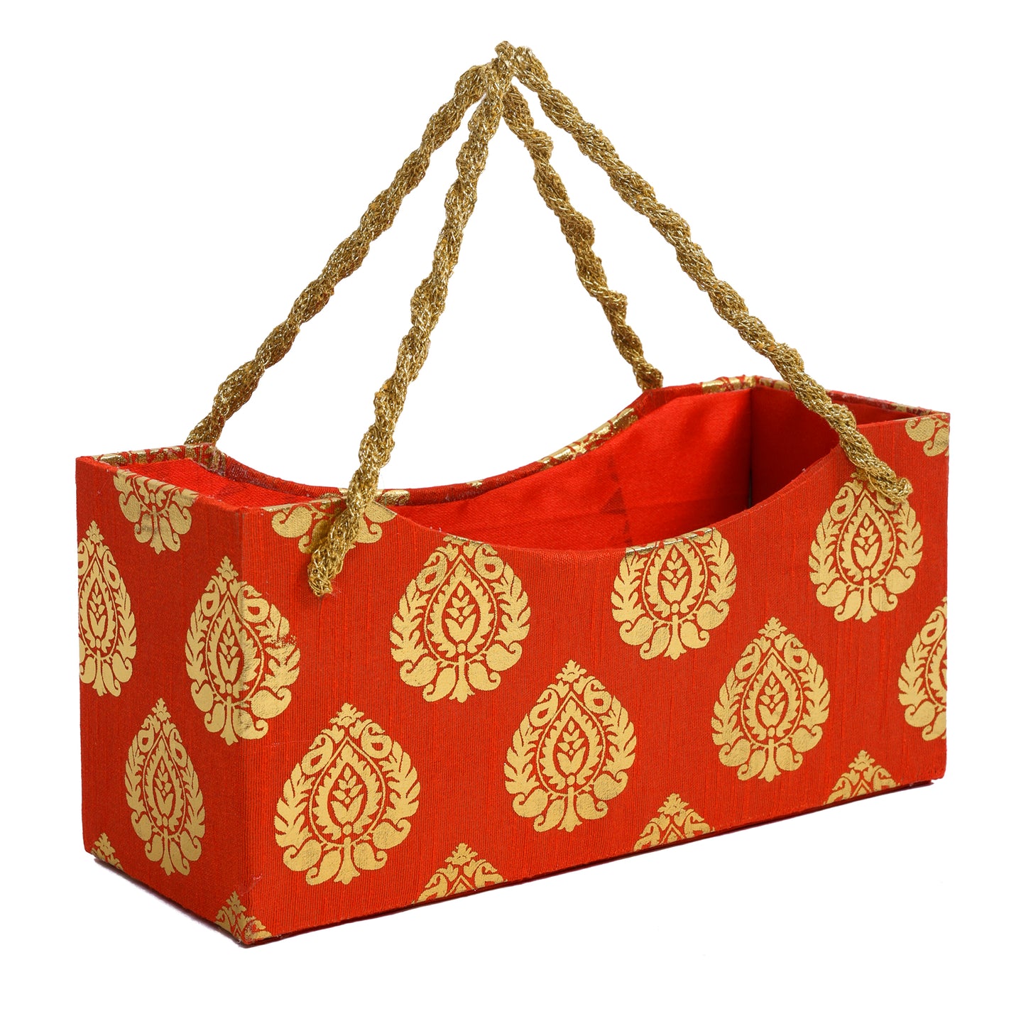 Handle Basket Orange – Decorative Gift Basket with Golden Handle | Grownex Packaging | Basket & Tray