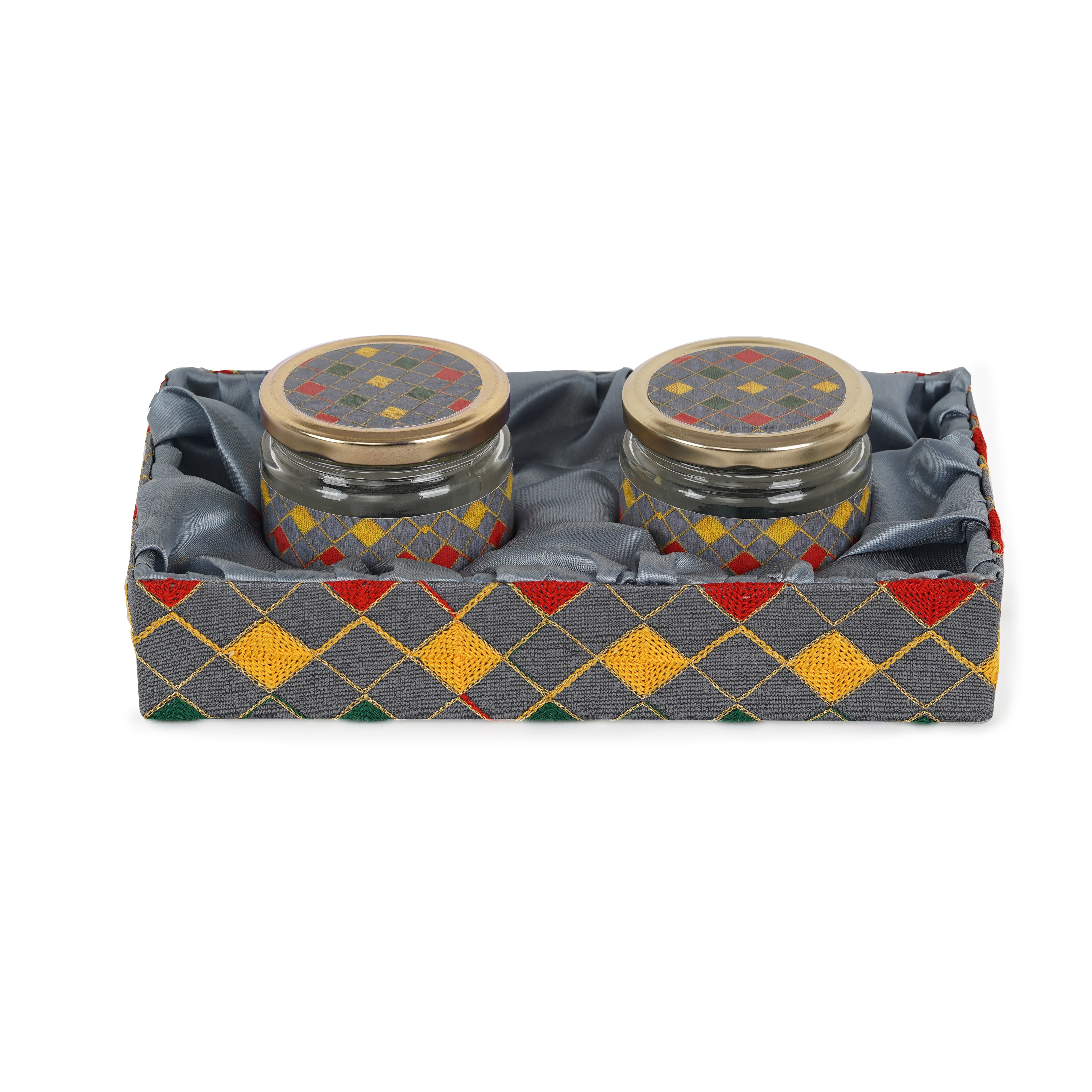 2 Jar Grey Tray (Pack of 2)