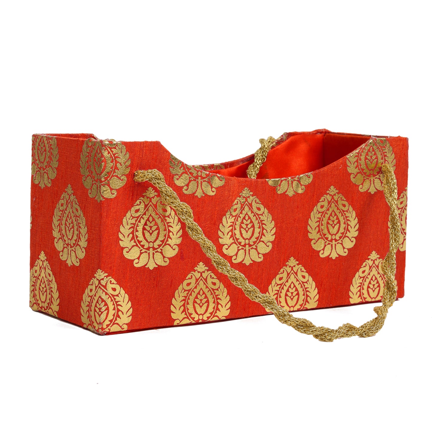 Handle Basket Orange – Decorative Gift Basket with Golden Handle | Grownex Packaging | Basket & Tray