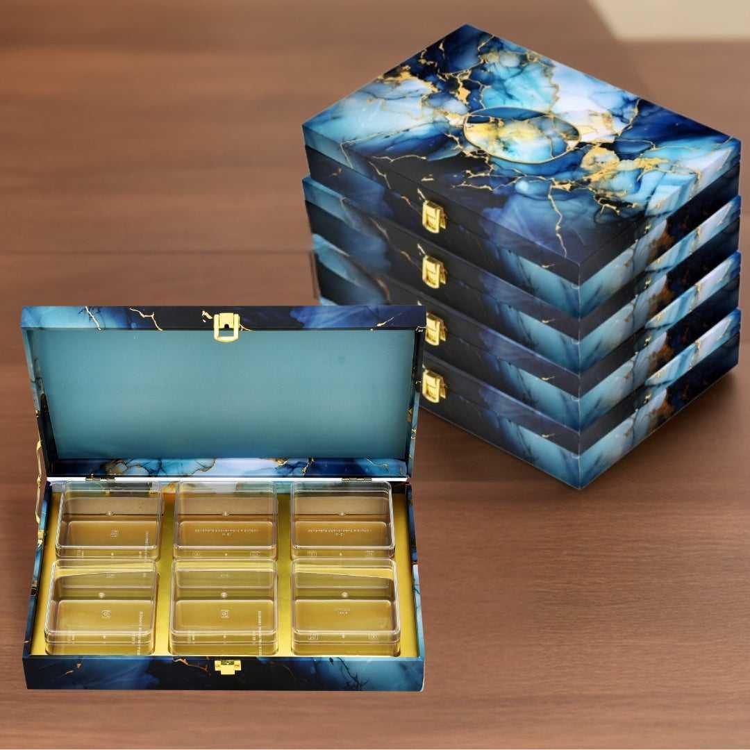 Luxury Wooden Festive Gifting Marble Print Premium Hamper Box | Grownex Packaging | wooden box