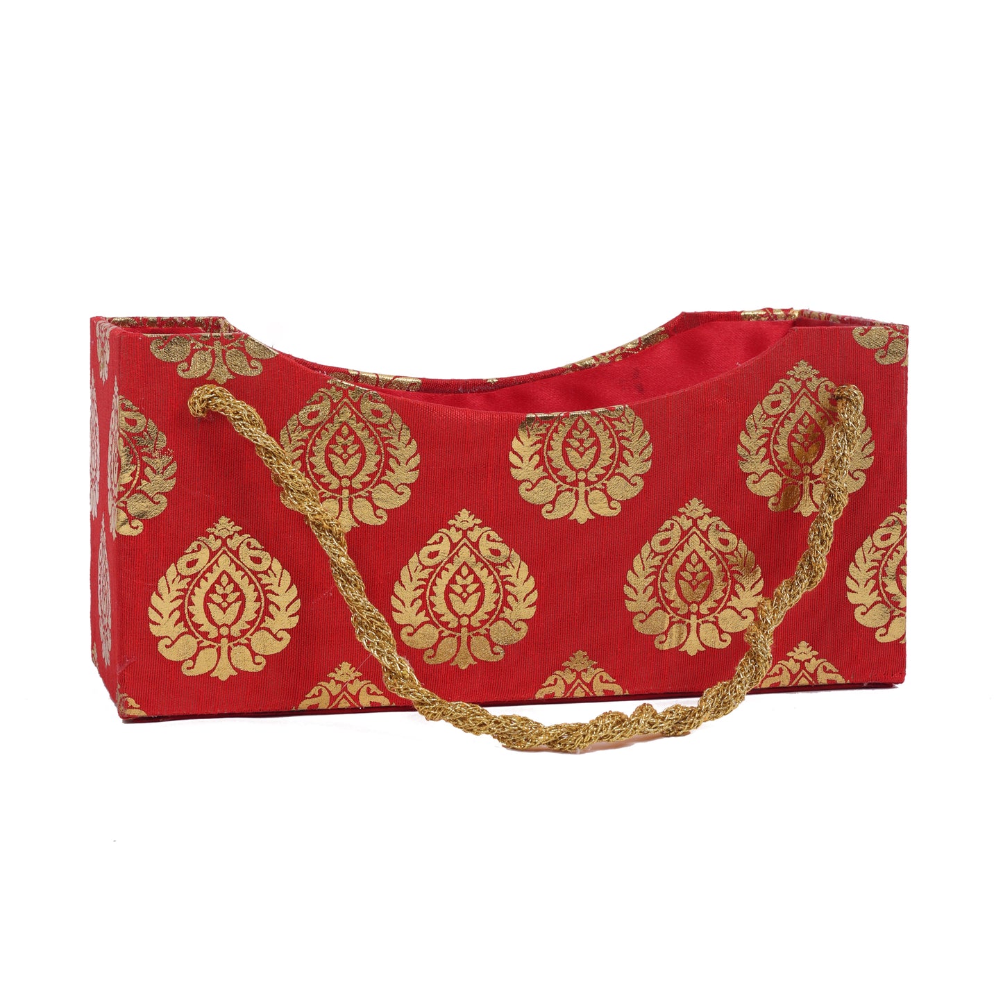 Red Designer Handle Basket – Decorative Gift & Hamper Basket | Grownex Packaging | Basket & Tray