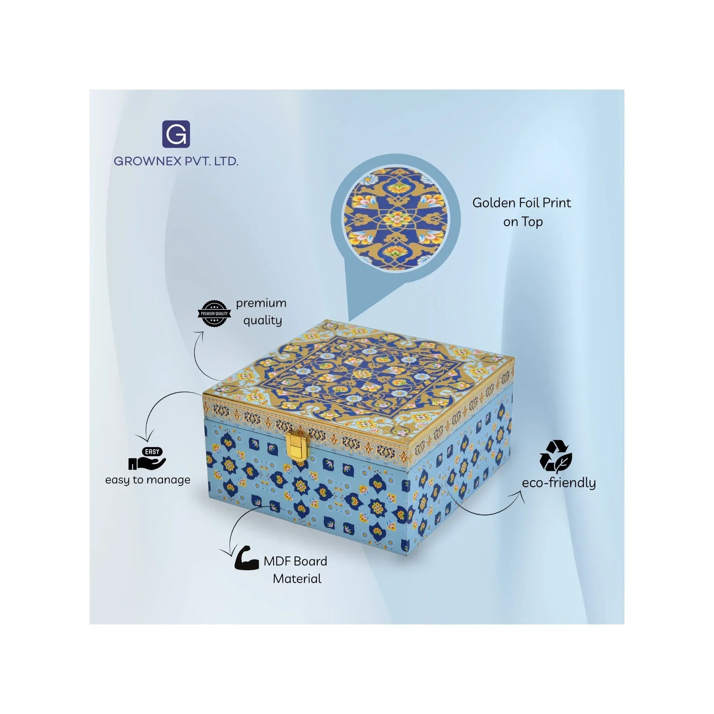 Premium Wooden Gift Box for Corporate Festive Gifting with 4 Glass Jars | Grownex Packaging | wooden box