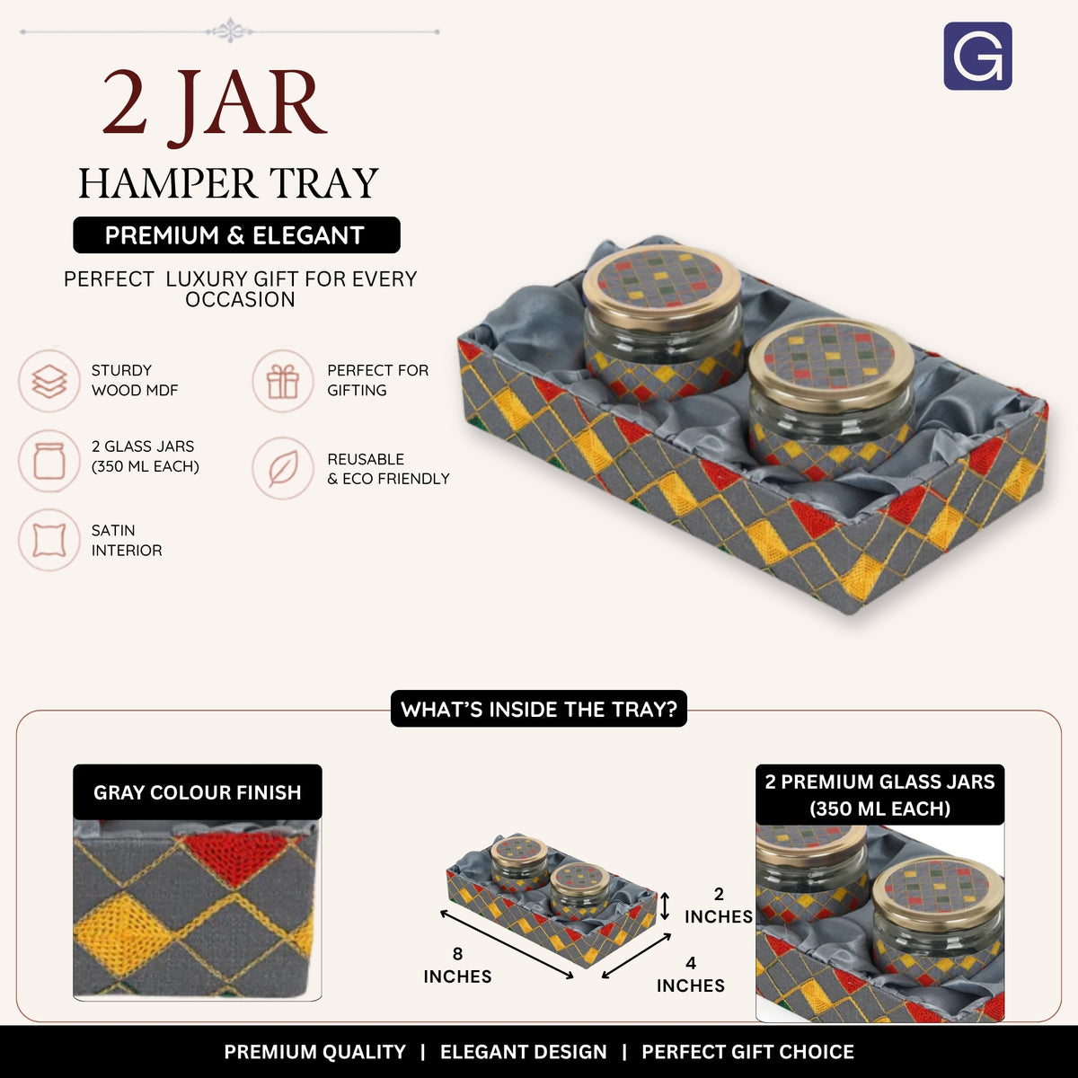 Grey open hamper tray size dimensions view