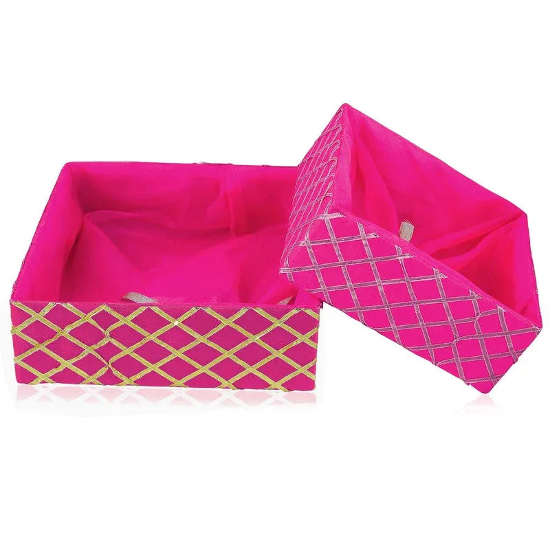 Wooden Basket for Raksha Bandhan Celebration - Rani Pink | Grownex Packaging | Basket & Tray