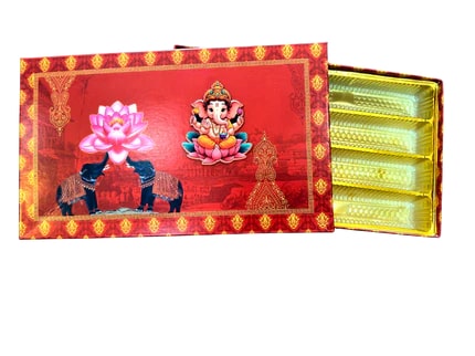 Ganesh Chaturthi Red Gift Box Sweets & Dry Fruits | Grownex Packaging | Sweet Box