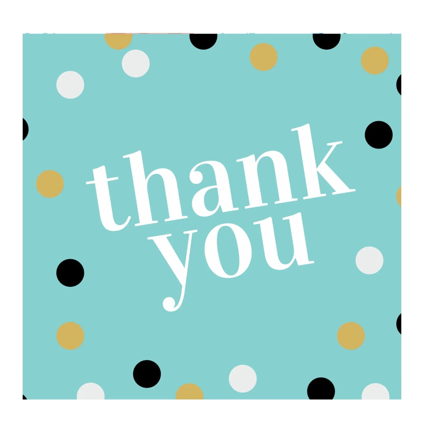 Thank You Greeting Card with Polka Dot Design – Blue Background | Grownex Packaging | Tags & Stickers