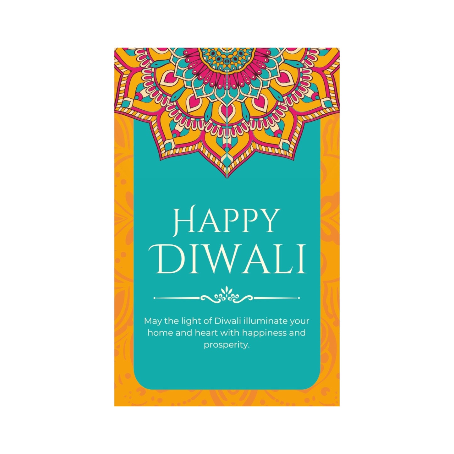 Happy Diwali Tag – Teal Mandala & Floral Gift Label | Grownex Packaging | Tags & Stickers