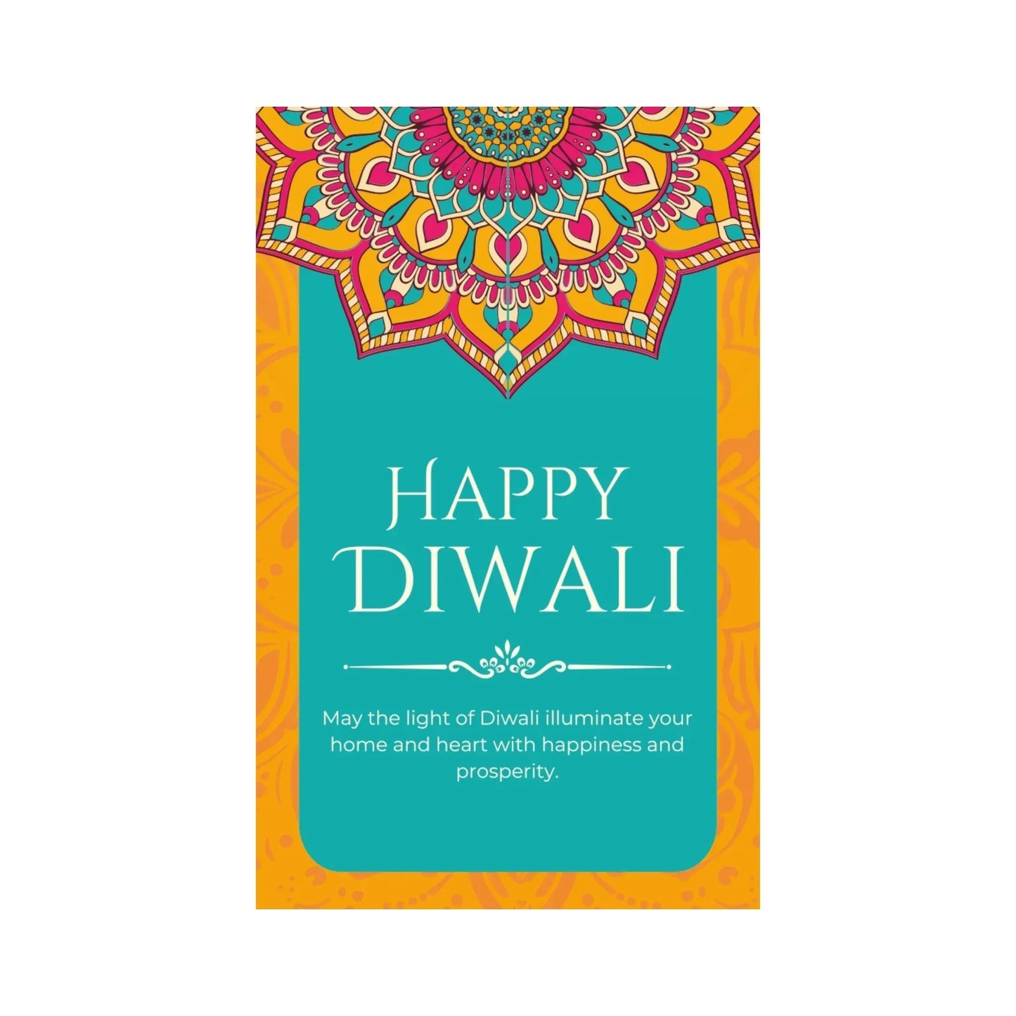 Happy Diwali Tag – Teal Mandala & Floral Gift Label | Grownex Packaging | Tags & Stickers