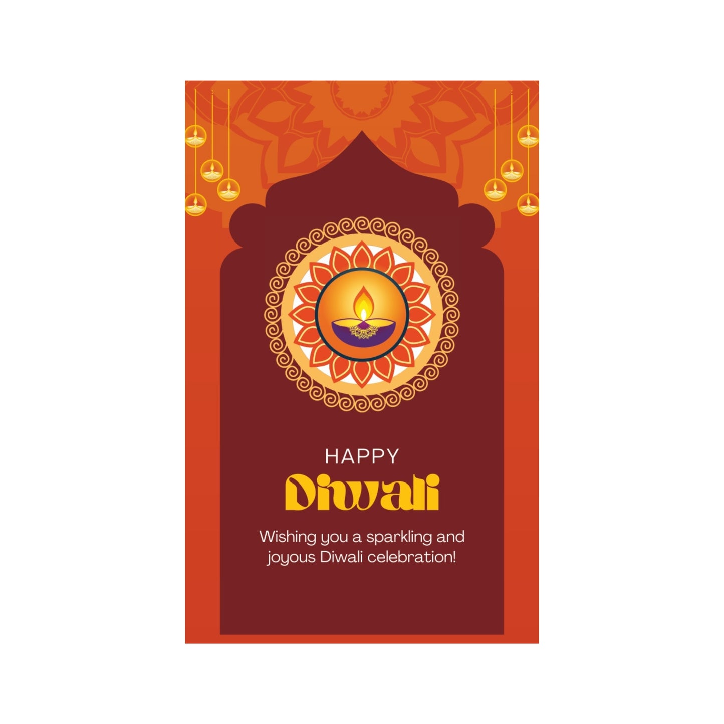 Happy Diwali Tag – Rangoli & Traditional Diya Sparkle Label | Grownex Packaging | Tags & Stickers