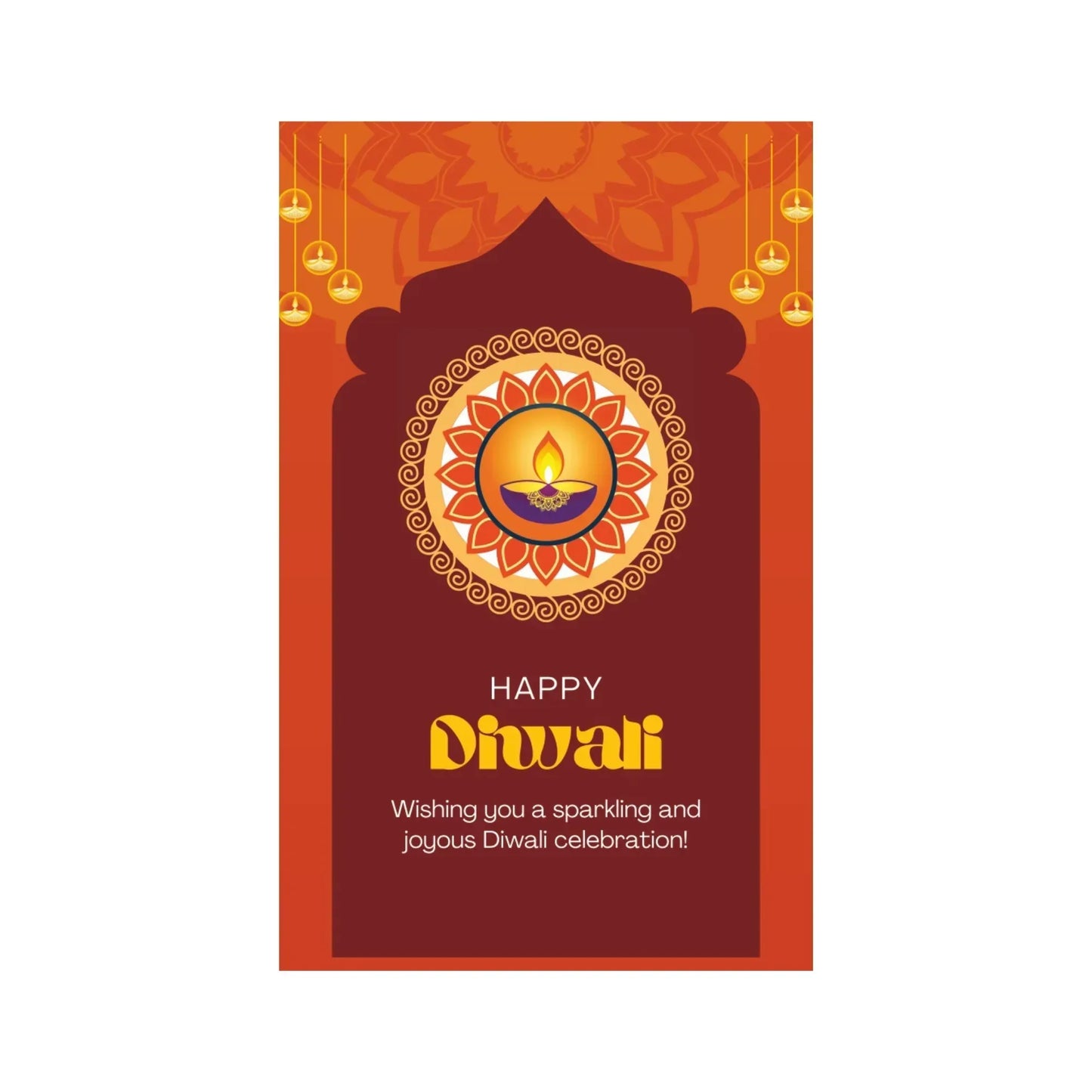 Happy Diwali Tag – Rangoli & Traditional Diya Sparkle Label | Grownex Packaging | Tags & Stickers