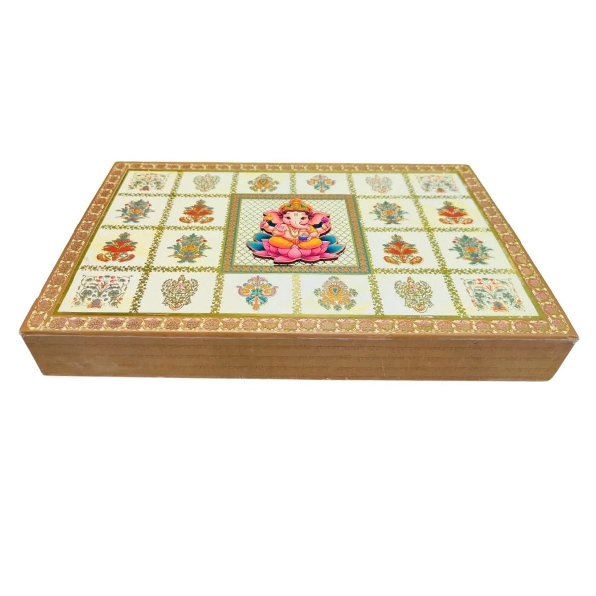 Ganesh Chaturthi Decoration Floral Mosaic Modak Gift Box - Front View | Grownex Packaging