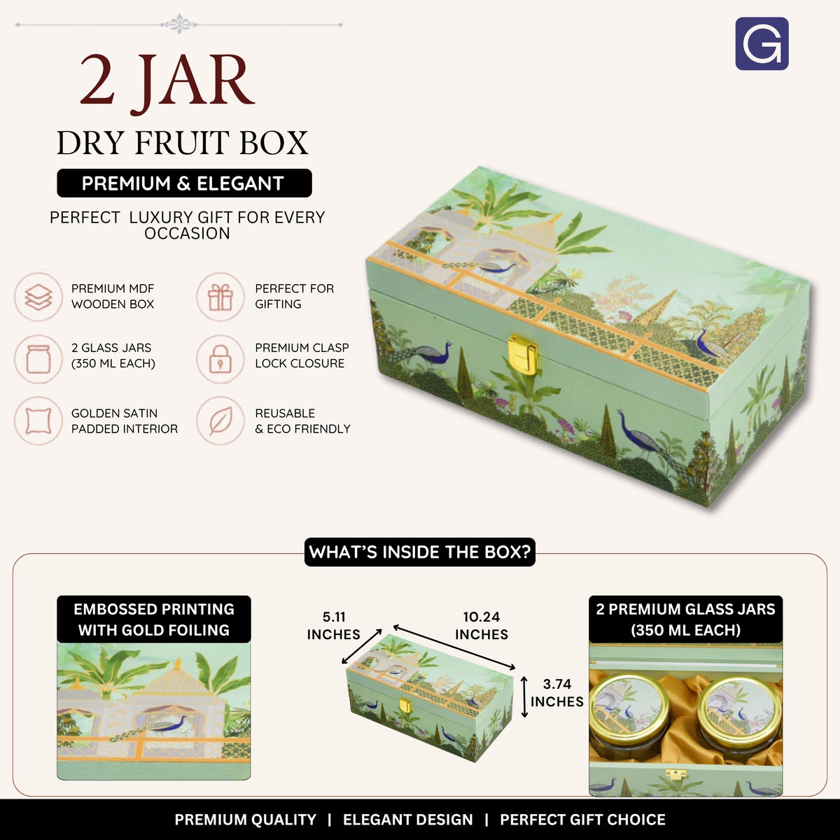 Green garden wooden box clasp closure detail