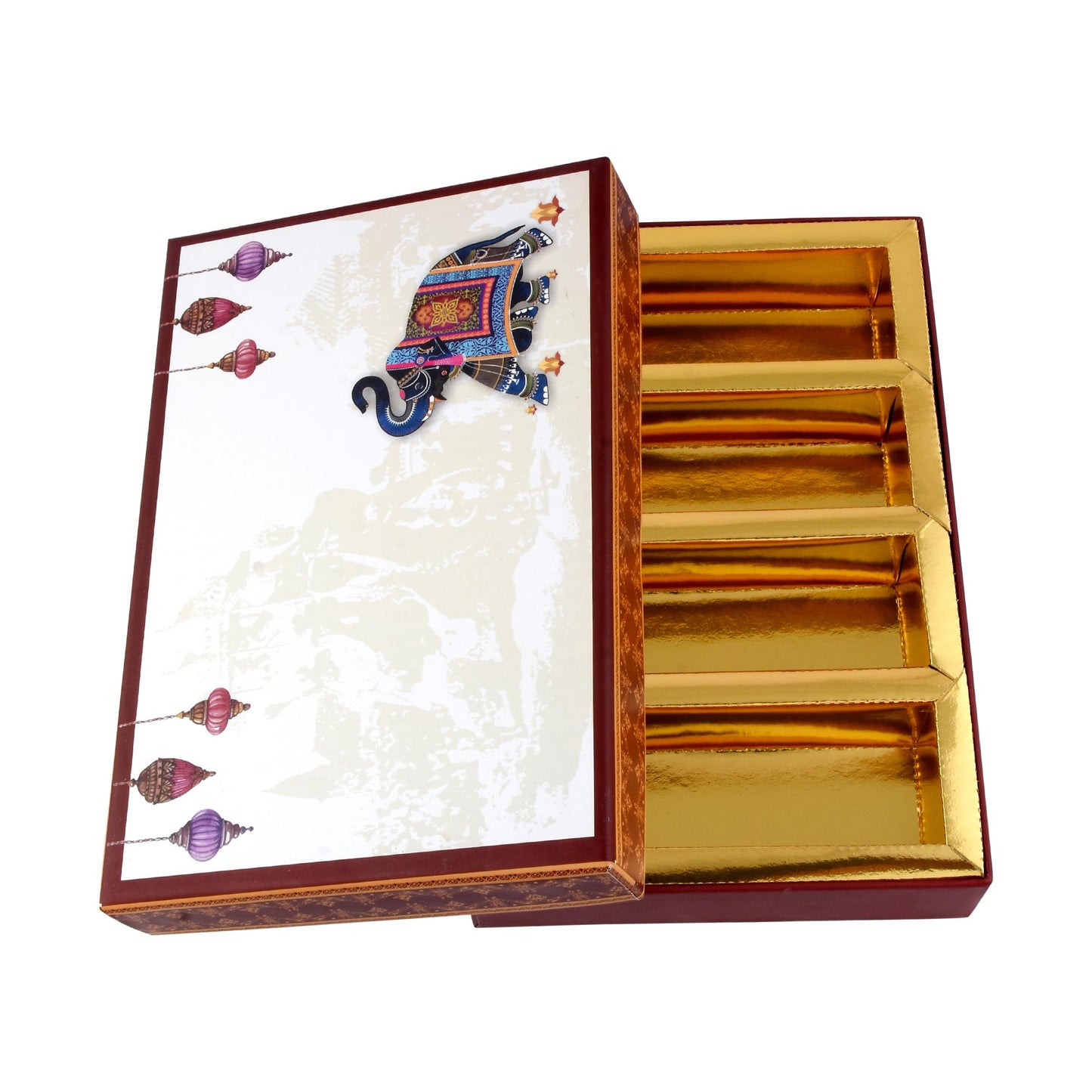 500 gm Brown Elephant 4 Line Print Premium Sweet Box | Grownex Packaging | Sweet Box