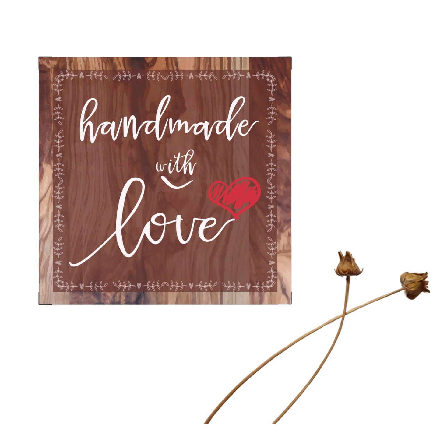 Handmade with Love Wooden Design | Grownex Packaging | Tags & Stickers