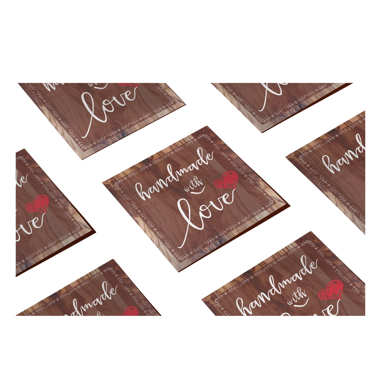 Handmade with Love Wooden Design | Grownex Packaging | Tags & Stickers