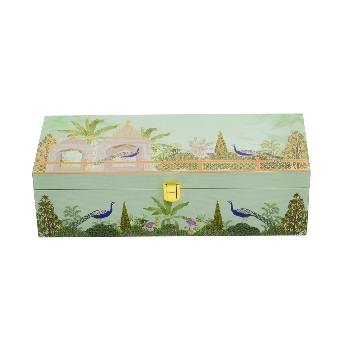 Festive Wooden Box for Dry Fruit Gifting With 3 Jar Green Garden Theme | Grownex Packaging | wooden box