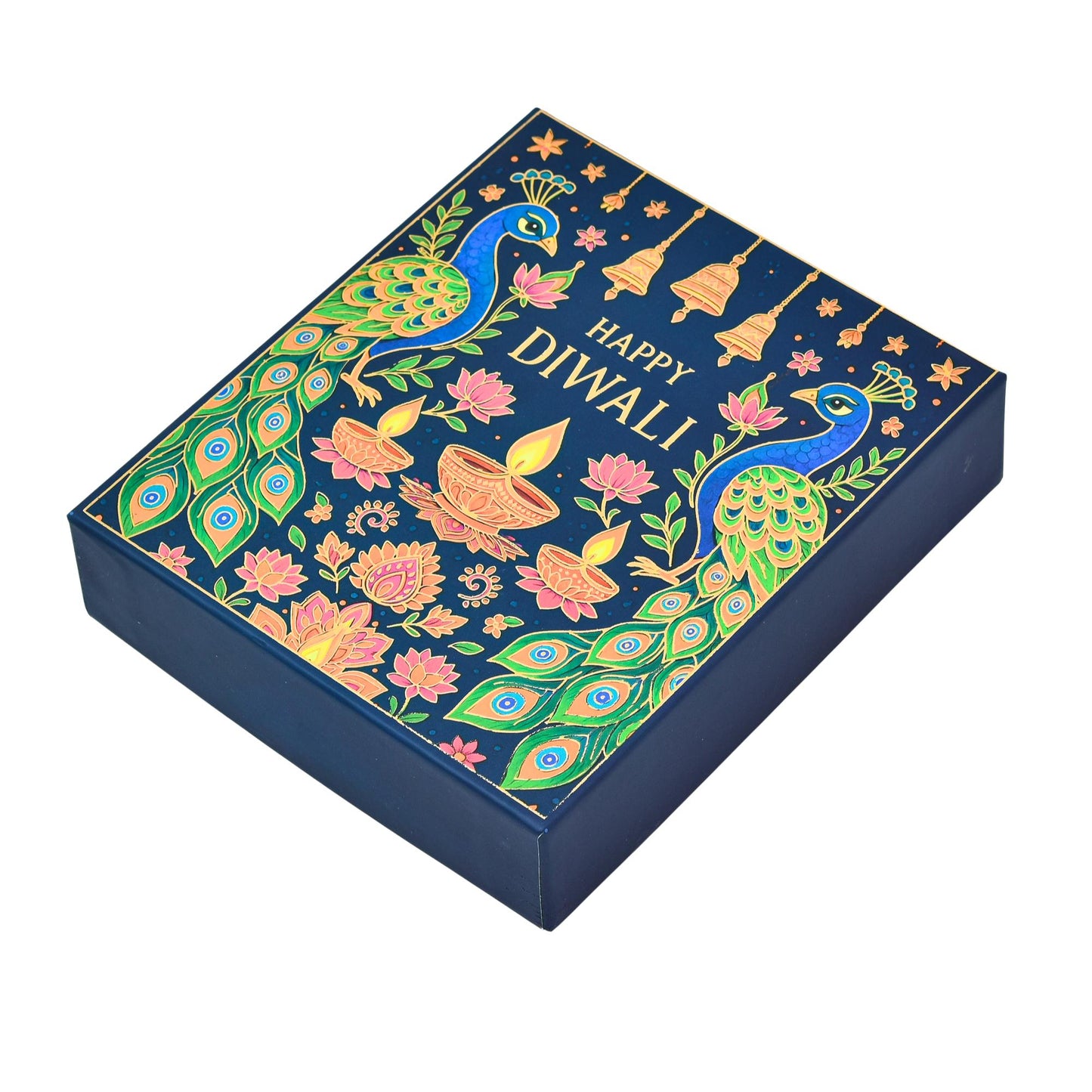 Diwali Green Peacock Gold Foil Hamper Gift Box | Grownex Packaging | Hamper Box