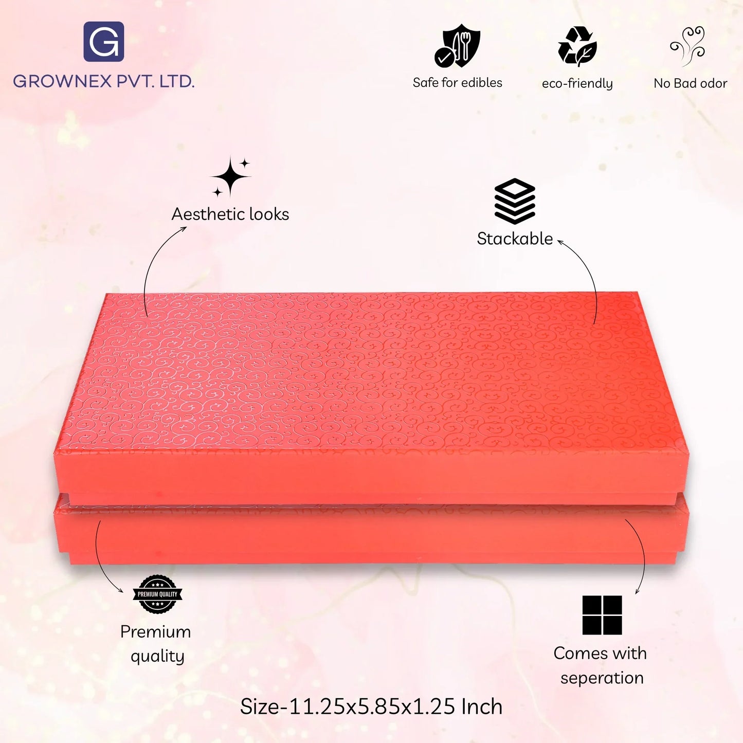 18 Pcs Cavity Chocolate Box - Red | Grownex Packaging | Chocolate Box