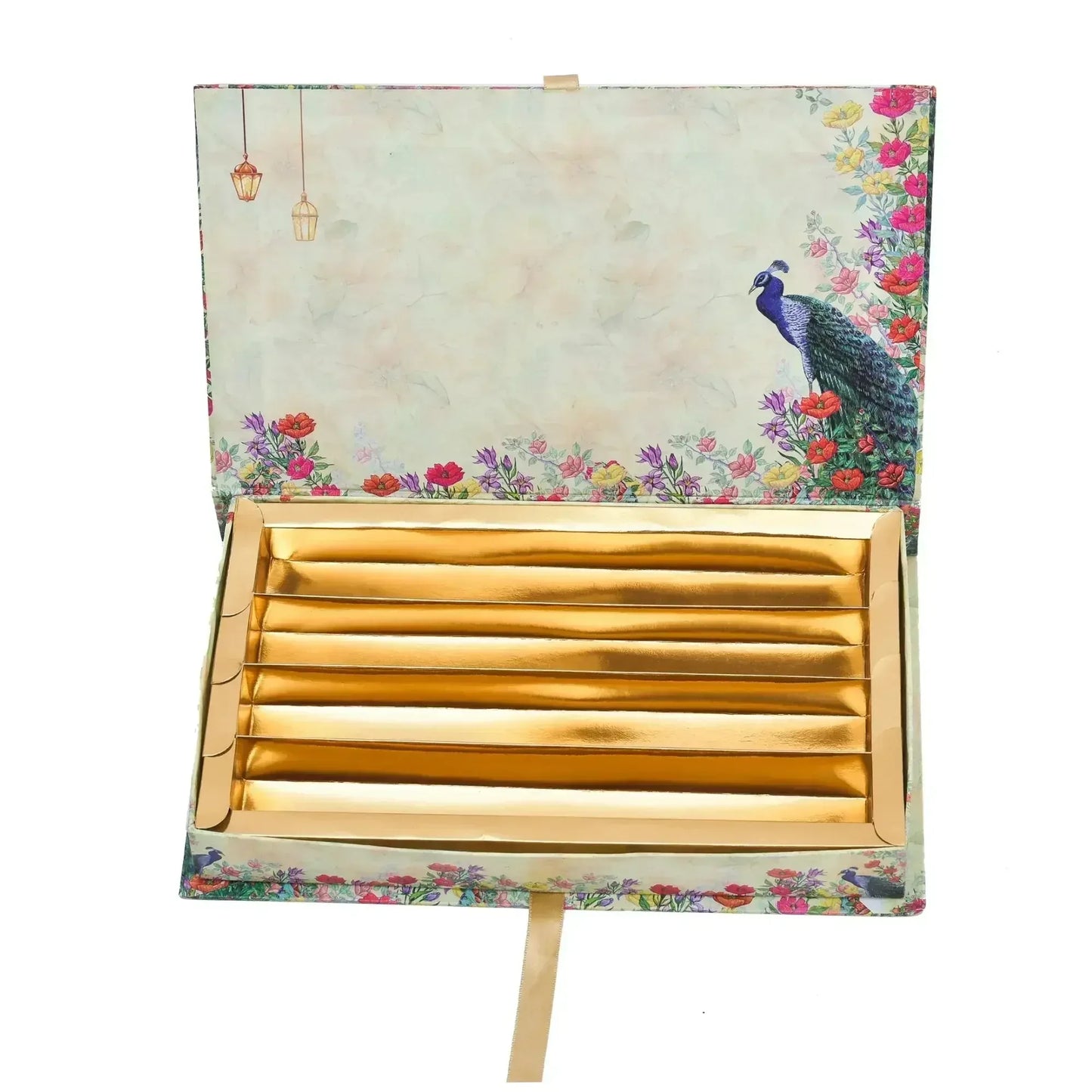 1 Kg Beige Peacock 4 Line Premium File Sweet Box | Grownex Packaging | Sweet Box