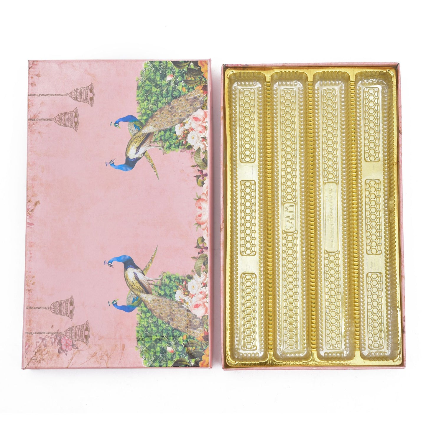 1 Kg Pink Peacock Design 4 Line Premium Sweet Packaging Box | Grownex Packaging | Sweet Box