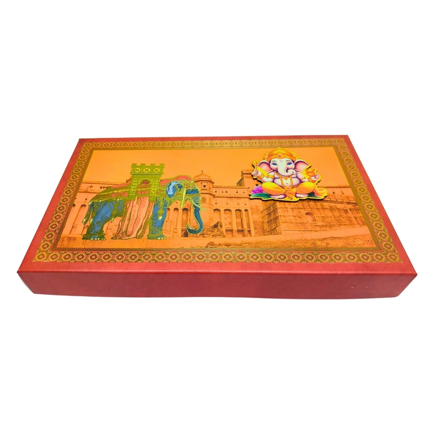 Royal Ganesha Modak Gift Box – 1 KG Festive Delight with Majestic Elephant & Palace Artwork | Grownex Packaging | Sweet Box