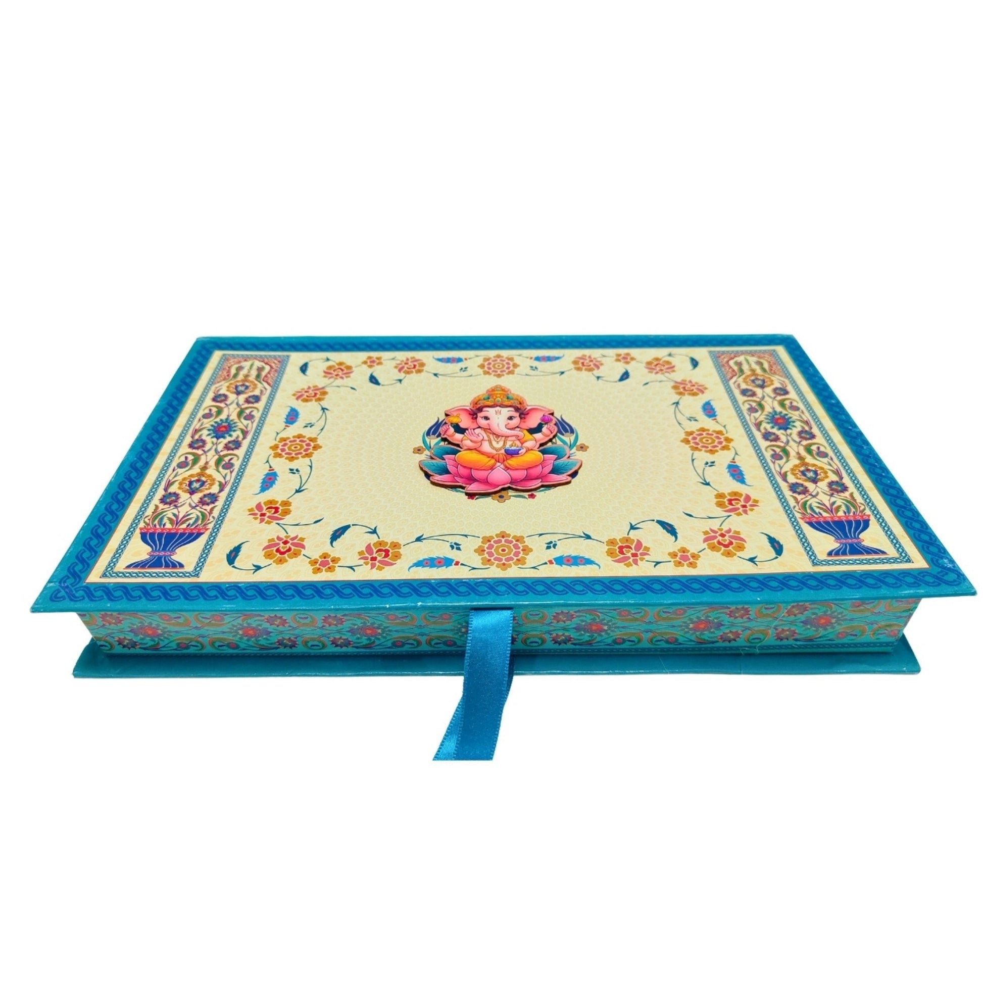 Ganesha Gift Box – Floral Heritage Design with Ribbon-Pull Compartment | Grownex Packaging | Sweet Box