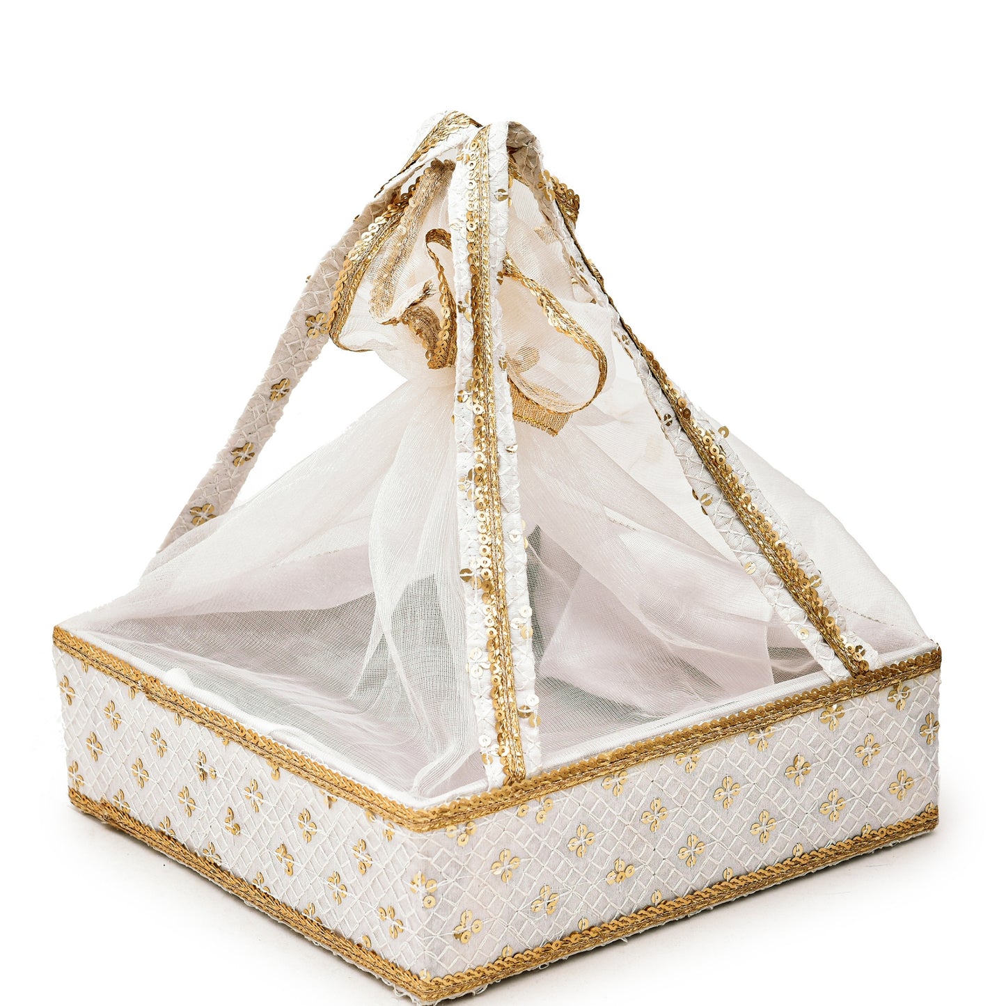 Premium White Designer Diwali Gift Hamper – Set of 2 with Net Cover | Grownex Packaging | Bakery Box