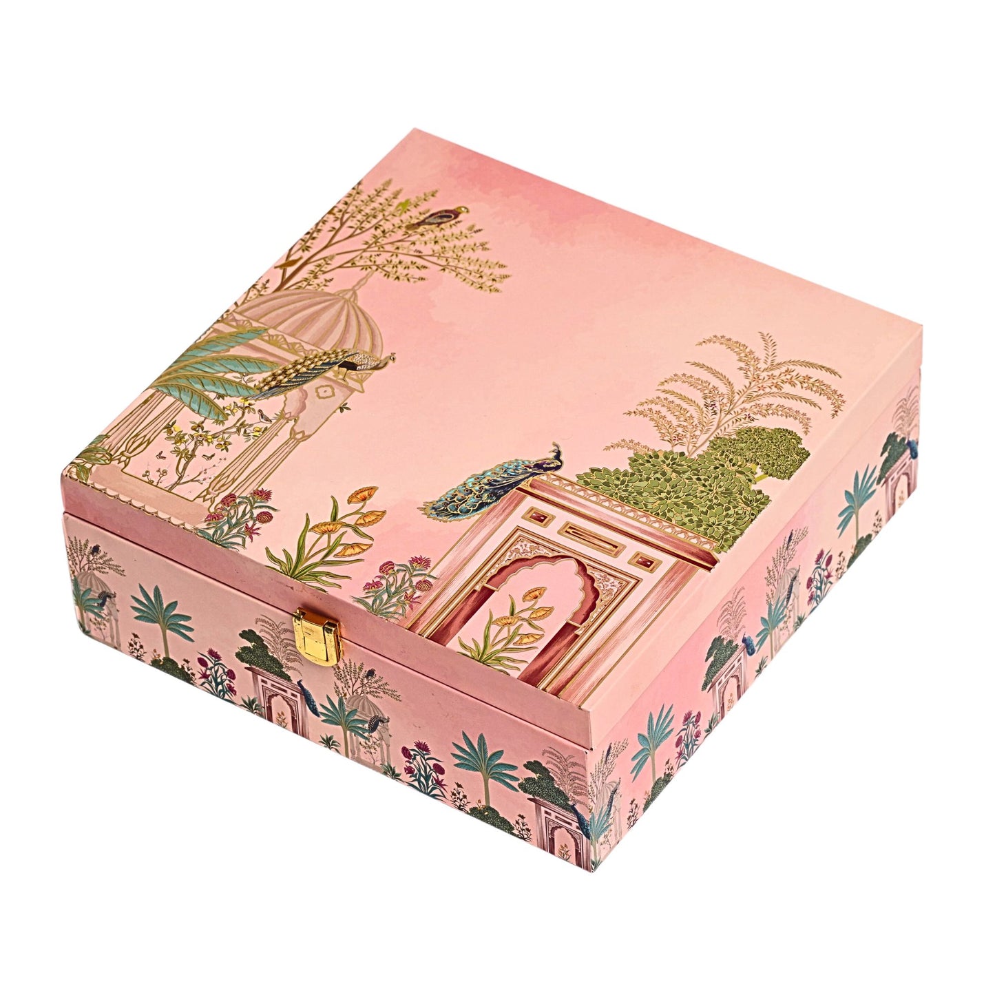 4 Jar Pink Wooden Box – Premium Decorative Gift Packaging | Grownex Packaging | wooden box