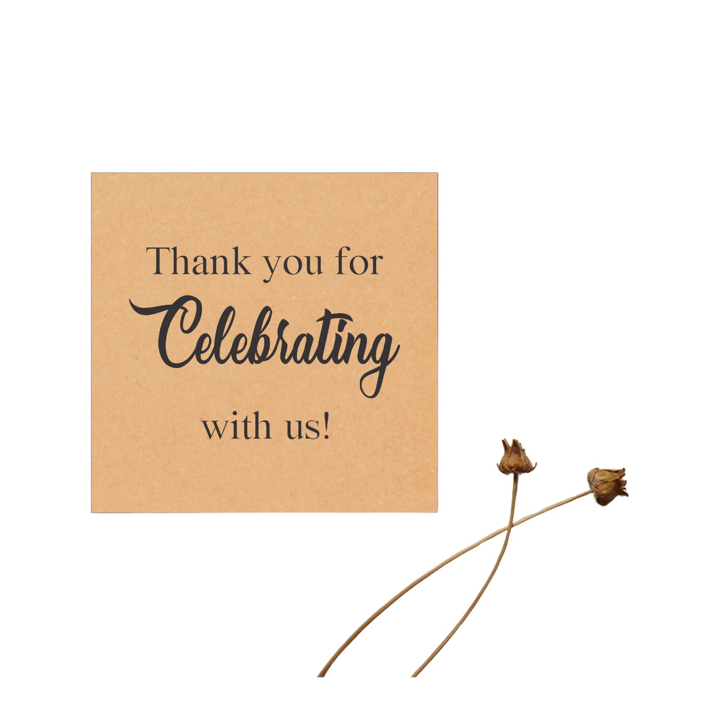 Thank You Celebration Card – Elegant Kraft Paper Thank You Note | Grownex Packaging | Tags & Stickers
