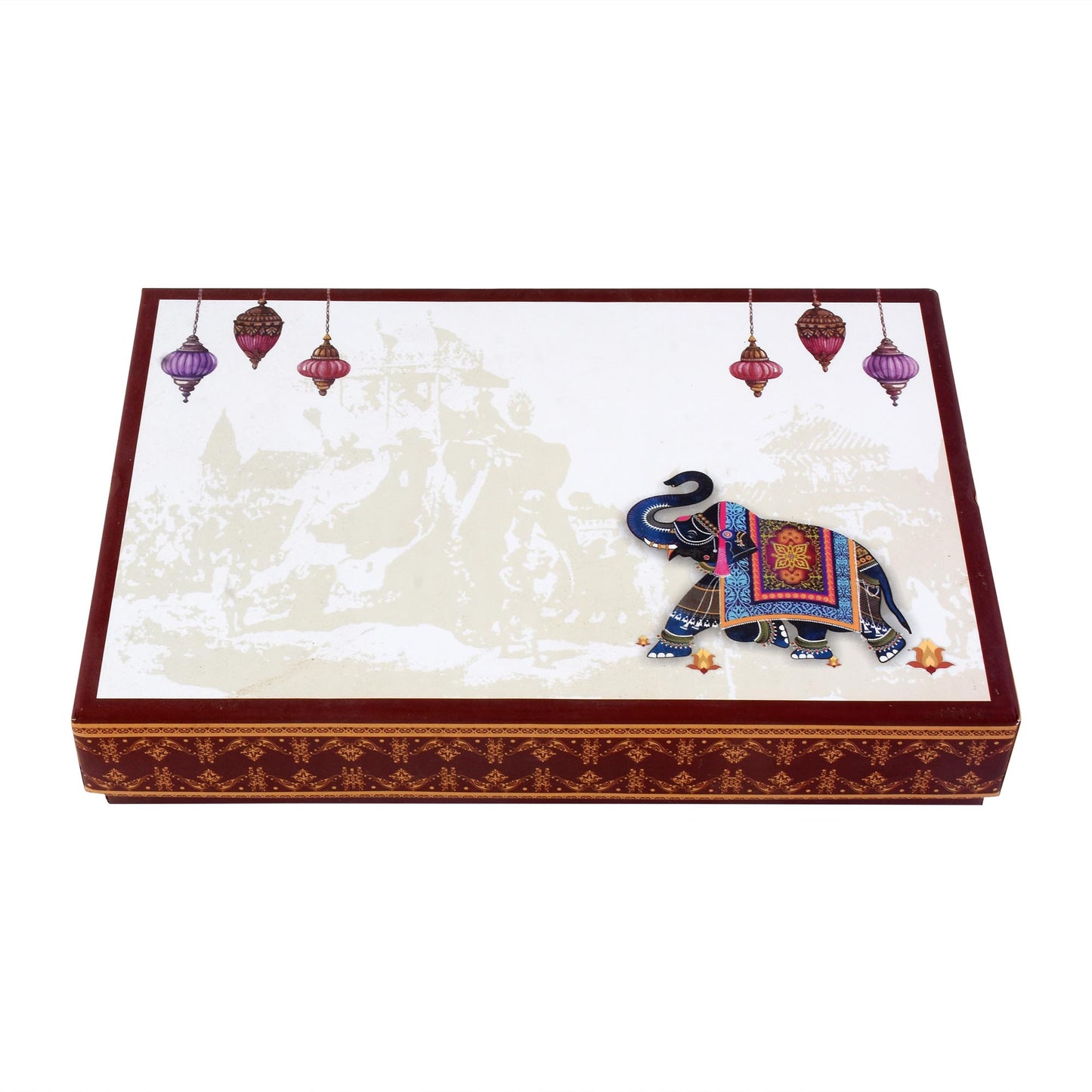 1 Kg Brown Elephant Print 4 Line Premium Sweet Box | Grownex Packaging | Sweet Box
