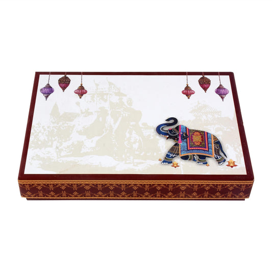 1 Kg Brown Elephant Print 4 Line Premium Sweet Box | Grownex Packaging | Sweet Box