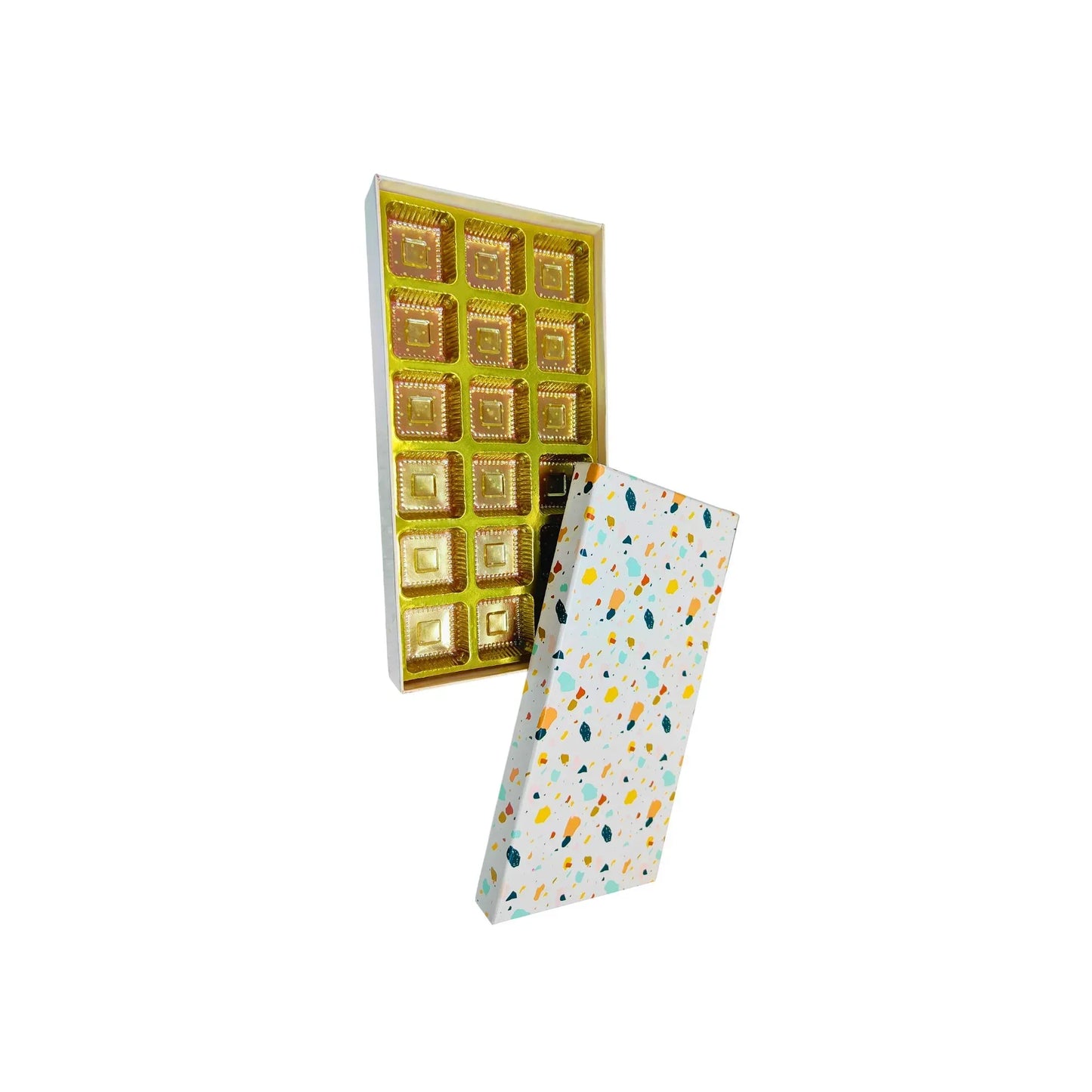 24 Pcs Stone Print Chocolate Box with Golden Tray | Premium Sweet & Gift Packaging | Grownex Packaging | Chocolate Box