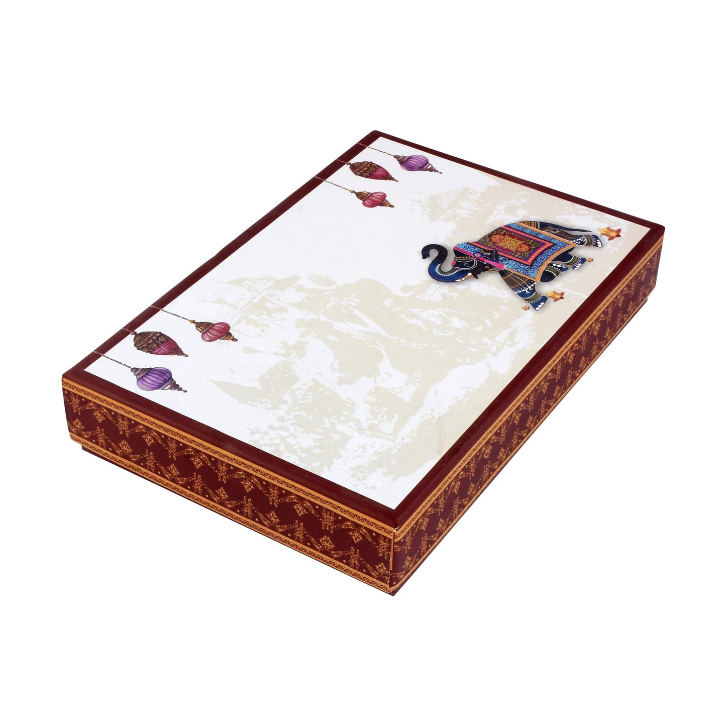 1 Kg Brown Elephant Print 4 Line Premium Sweet Box | Grownex Packaging | Sweet Box