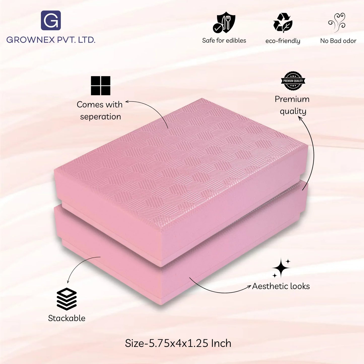 6 Pcs Cavity Chocolate Box - Baby Pink | Grownex Packaging | Chocolate Box