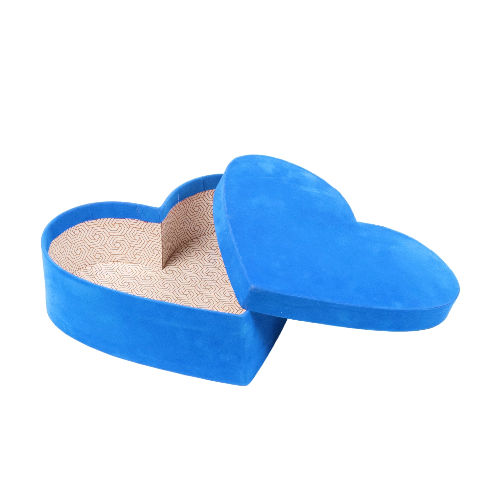 Heart Shape Velvet 10x3 Inch Blue Hamper Box | Grownex Packaging | Hamper Box