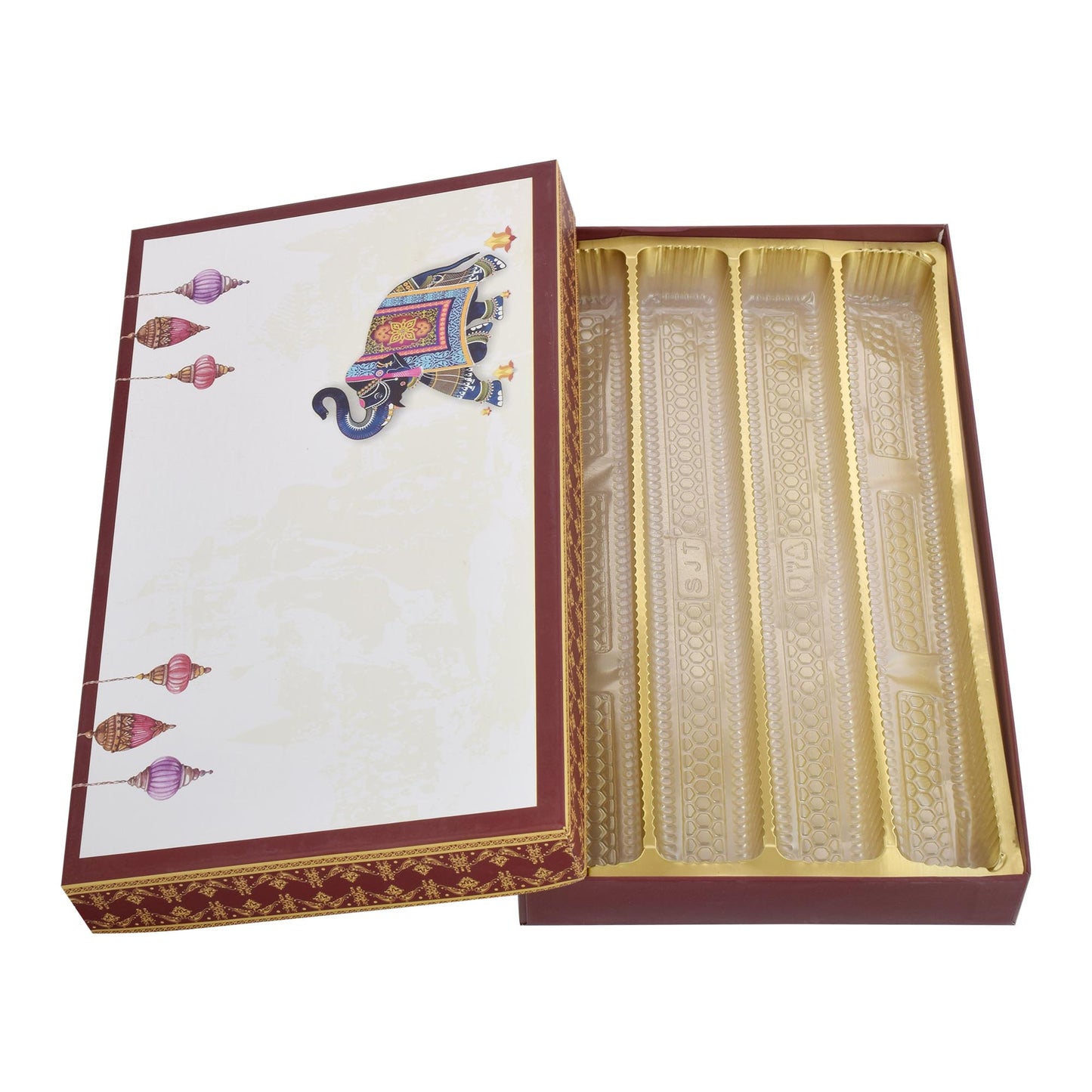 1 Kg Brown Elephant Print 4 Line Premium Sweet Box | Grownex Packaging | Sweet Box