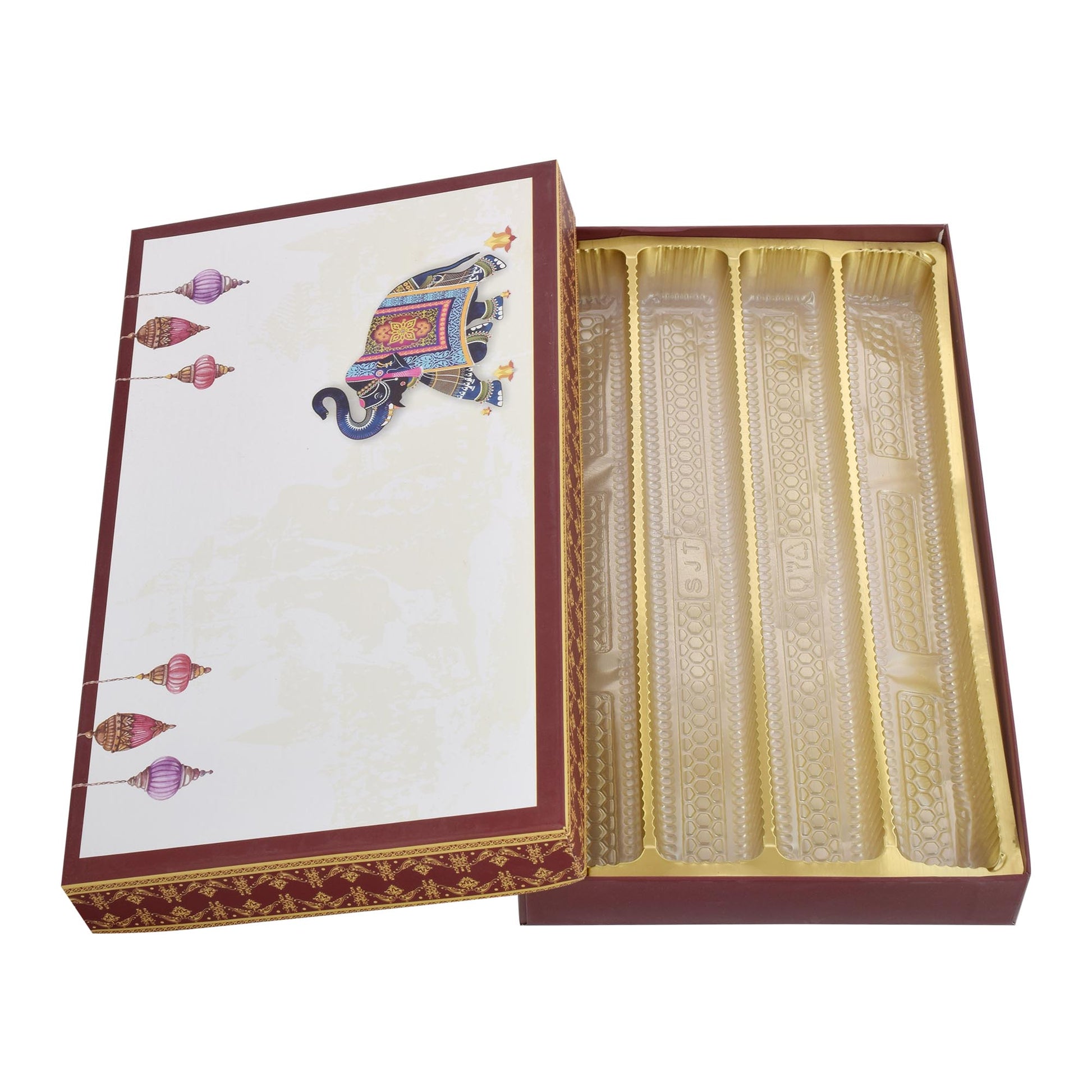 1 Kg Brown Elephant Print 4 Line Premium Sweet Box | Grownex Packaging | Sweet Box