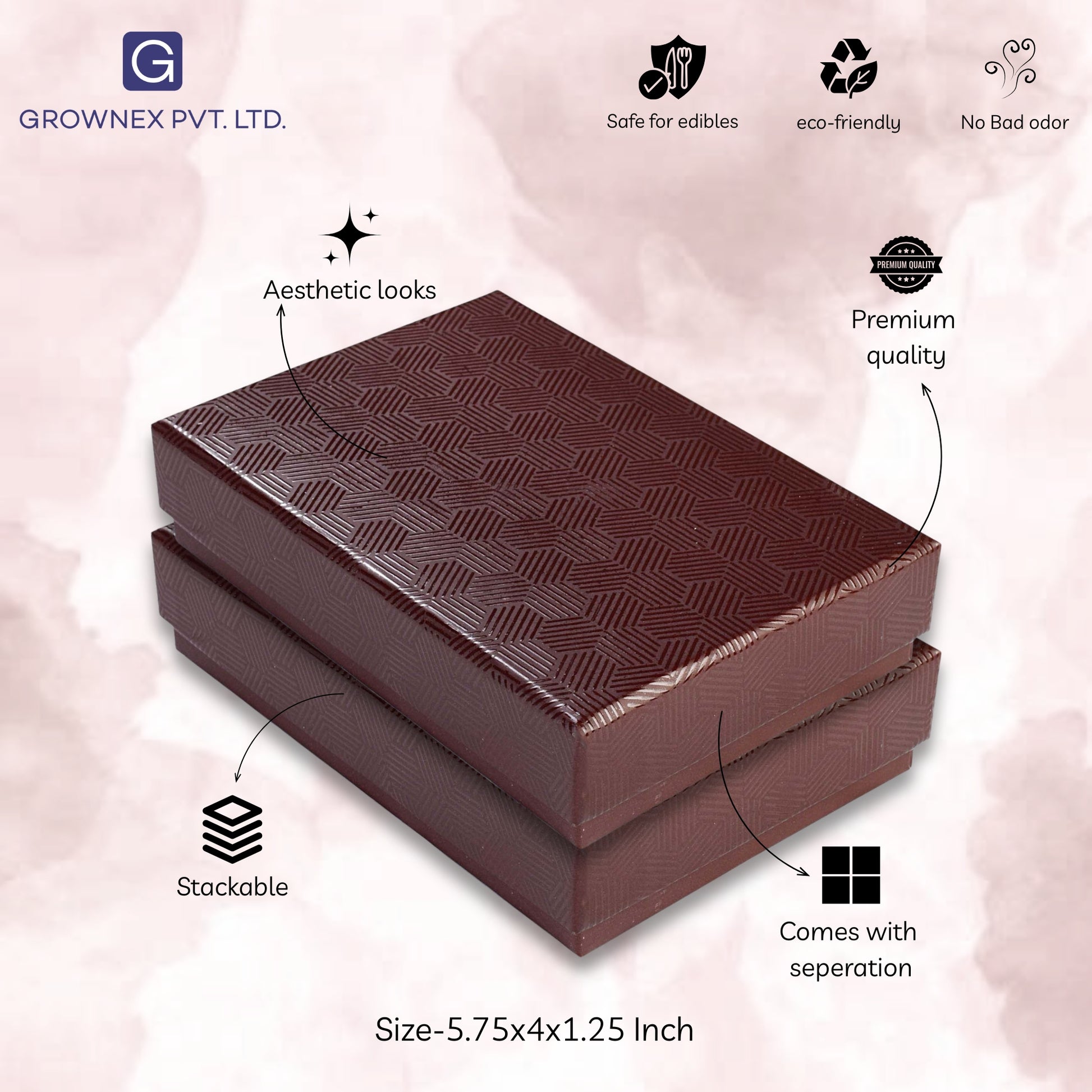 6 Pcs Cavity Chocolate Box - Brown | Grownex Packaging | Chocolate Box