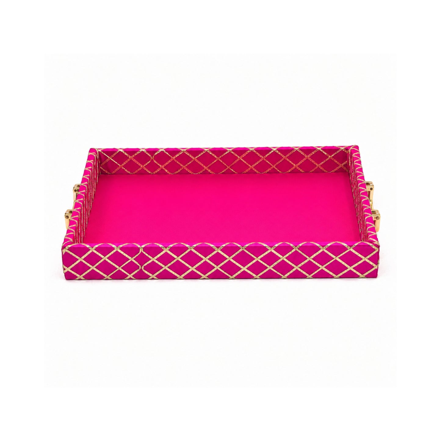 Traditional Rani Pink Wooden Square Lace Hamper Tray