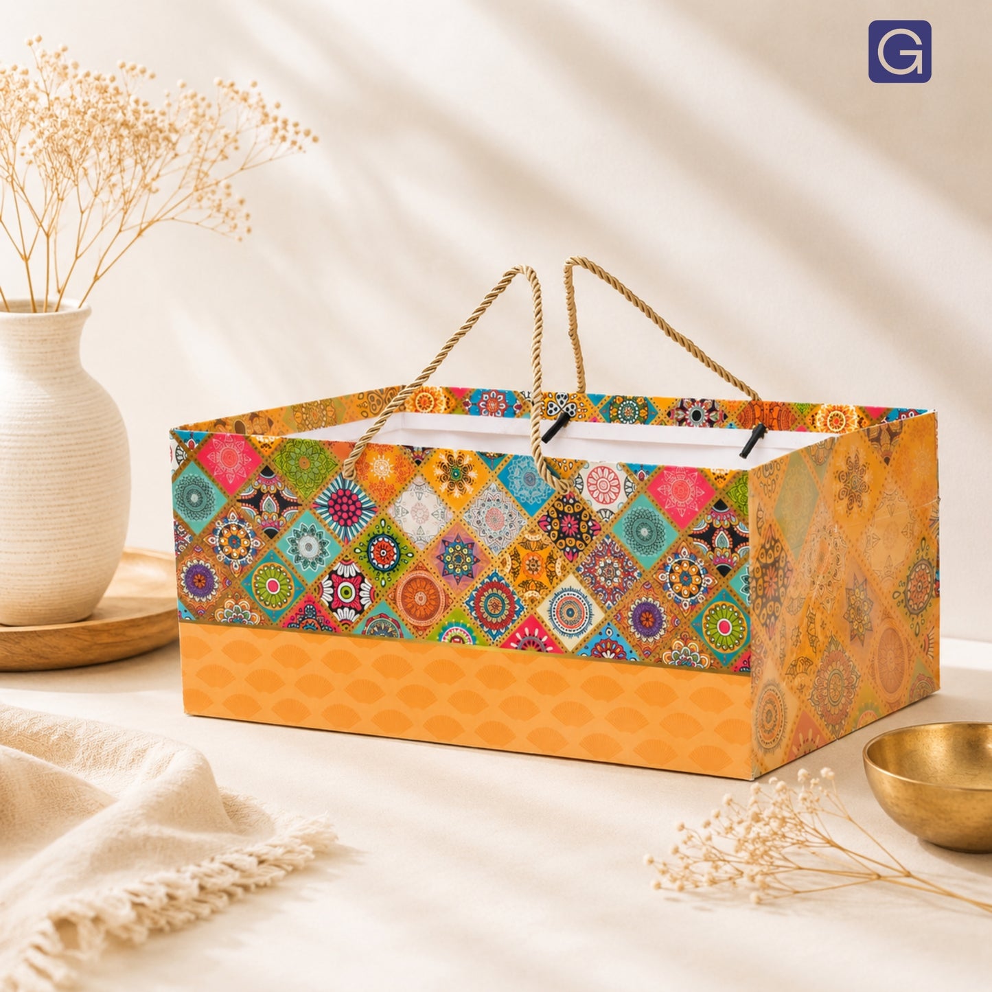 Texture Design Paper Gift Bag 13x8.5x6 Inch | Premium Gift Shop & Festive Event Packaging