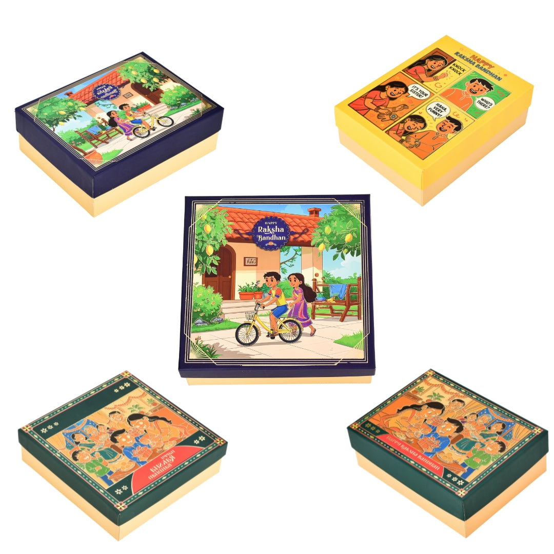 Raksha Bandhan Theme Hamper Packaging Box ( Pack of 5 Boxes) | Grownex Packaging | Hamper Box