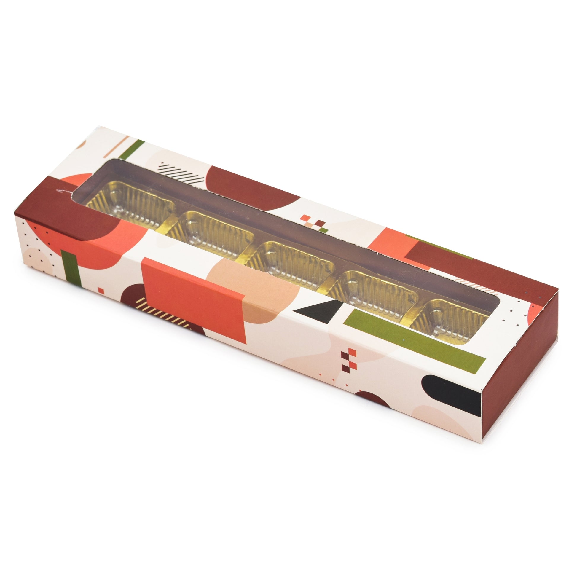 5 Cavity Folding Chocolates packing Box - Beige | Grownex Packaging | Chocolate Box