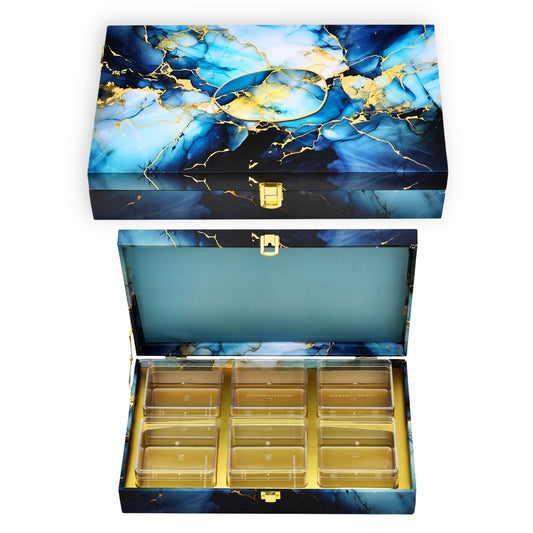 Luxury Wooden Festive Gifting Marble Print Premium Hamper Box | Grownex Packaging | wooden box