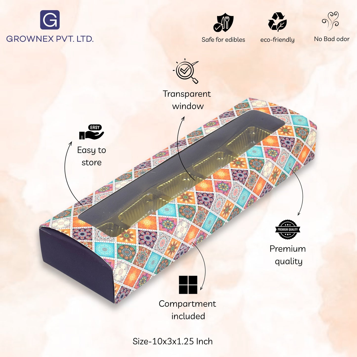 5 Cavity Folding Chocolates packing Box - Purple | Grownex Packaging | Chocolate Box
