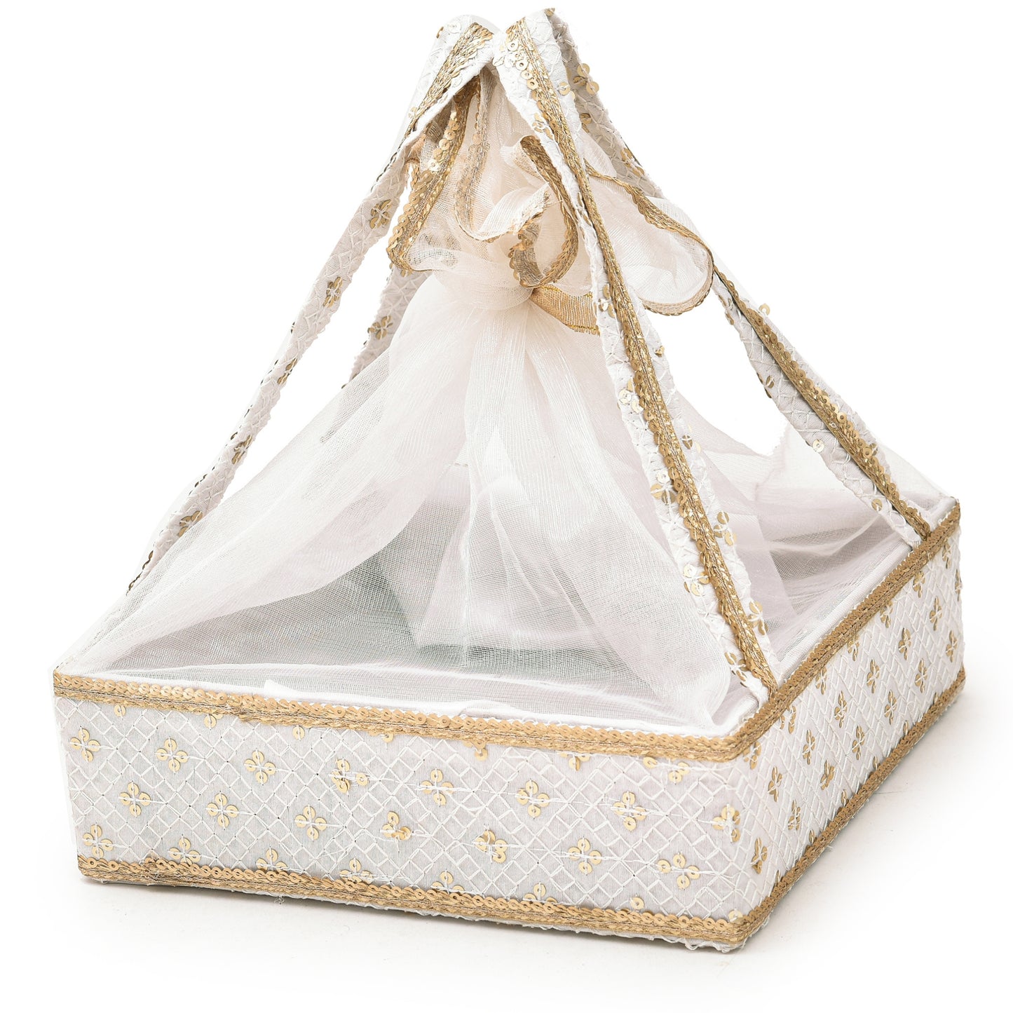 Premium White Designer Diwali Gift Hamper – Set of 2 with Net Cover | Grownex Packaging | Bakery Box