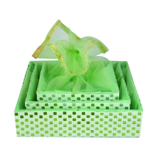 Set of 3 Classic Lime Green Gift Hamper Basket For Festival Celebration | Grownex Packaging | Basket & Tray