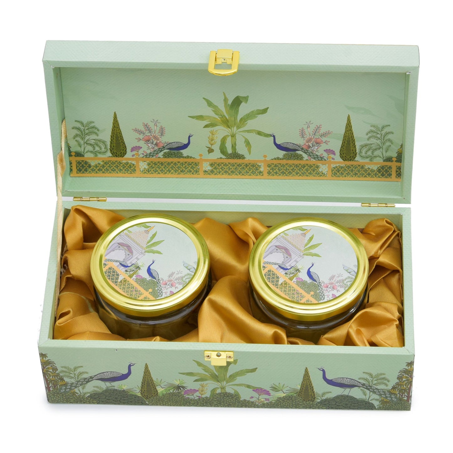 2 Jar Green Garden Theme Wooden Gift Box | Grownex Packaging | wooden box