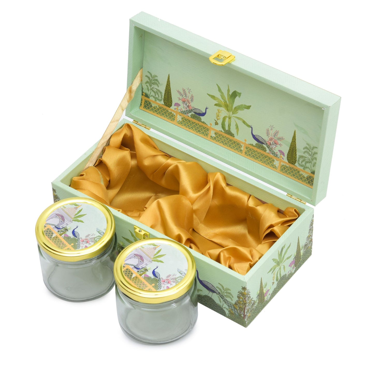 2 Jar Green Garden Theme Wooden Gift Box | Grownex Packaging | wooden box